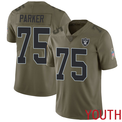 Oakland Raiders Limited Olive Youth Brandon Parker Jersey NFL Football #75 2017 Salute to Service Jersey->youth nfl jersey->Youth Jersey